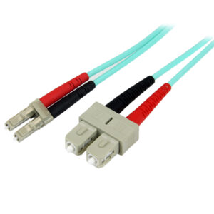 2m 10 Gb Aqua Fiber Patch Cable LC/SC