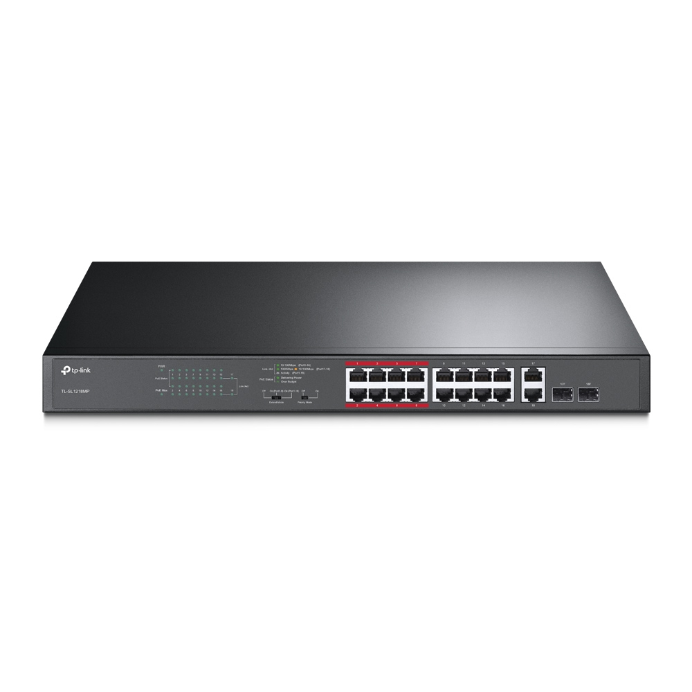 TP-Link TL-SL1218MP netwerk-switch Unmanaged Fast Ethernet (10/100) Power over Ethernet (PoE) Zwart
