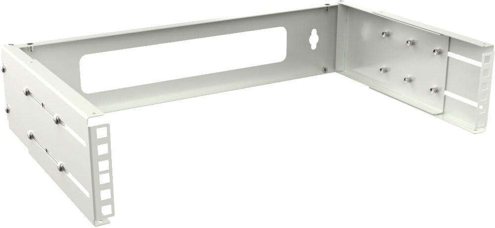 19" 2U Adjustable Depth Open Frame Rack Wall Mount - White