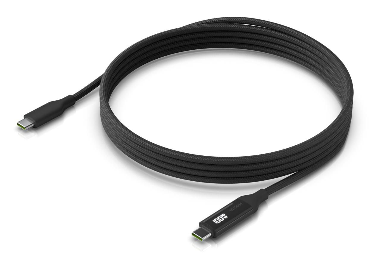 Braided power and data cable with a double-sided charge