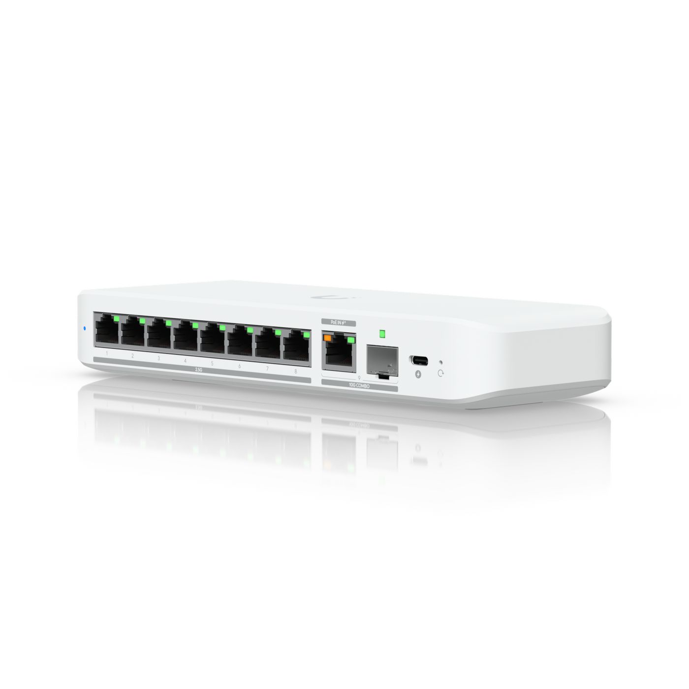 Flexible, 8-port 2.5 GbE switch with a 10 GbE