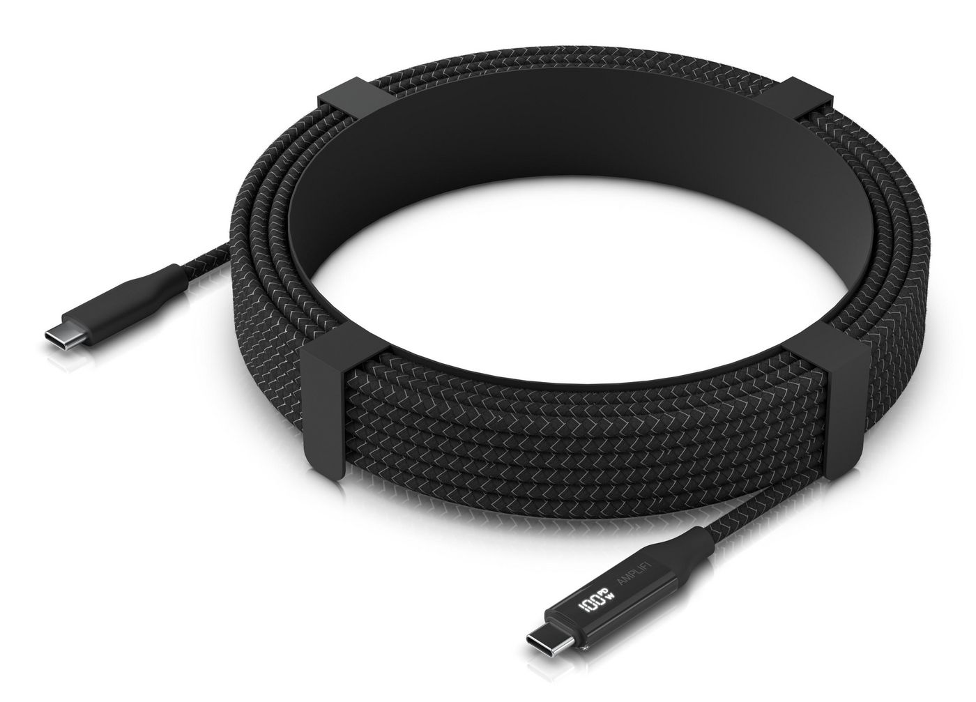 Braided power and data cable with a double-sided charge