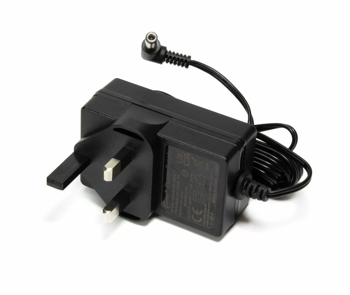 24v 1.2A power supply, right angle plug, UK